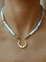 Collier perles doré Or jaune 18k assemblé d'opale - Maison Di Giorgio