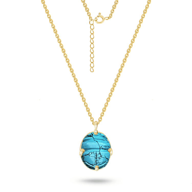 Collier doré Or jaune 18k, Turquoise - Maison Di Giorgio