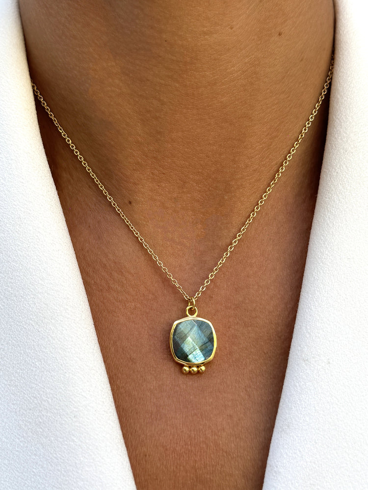Collier doré Or jaune 18k assemblé de Labradorite - Maison Di Giorgio