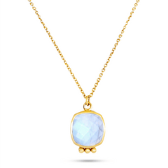 Collier doré Or jaune 18k assemblé de Pierre de lune arc - en - ciel - Maison Di Giorgio