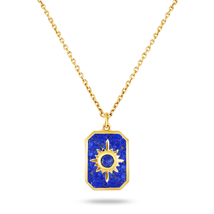 Collier doré Or jaune 18k assemblé de Lapis - lazuli - Maison Di Giorgio