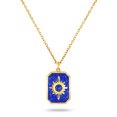 Collier doré Or jaune 18k assemblé de Lapis - lazuli - Maison Di Giorgio