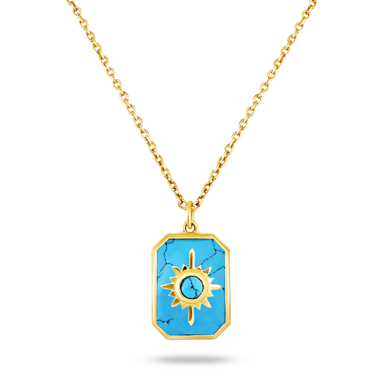 Collier doré Or jaune 18k assemblé de Turquoise - Maison Di Giorgio