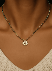 Collier perles doré Or jaune 18k assemblé de Turquoise - Maison Di Giorgio