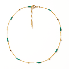 Collier perles et chaîne dorée Or jaune 19k assemblé de Jade verte - Maison Di Giorgio