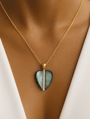 Collier doré Or jaune 18k assemblé de Labradorite et d'Oxyde de zirconium - Maison Di Giorgio