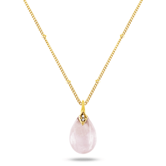 Collier doré Or jaune 18k assemblé de Quartz rose et d'Oxyde de zirconium - Maison Di Giorgio