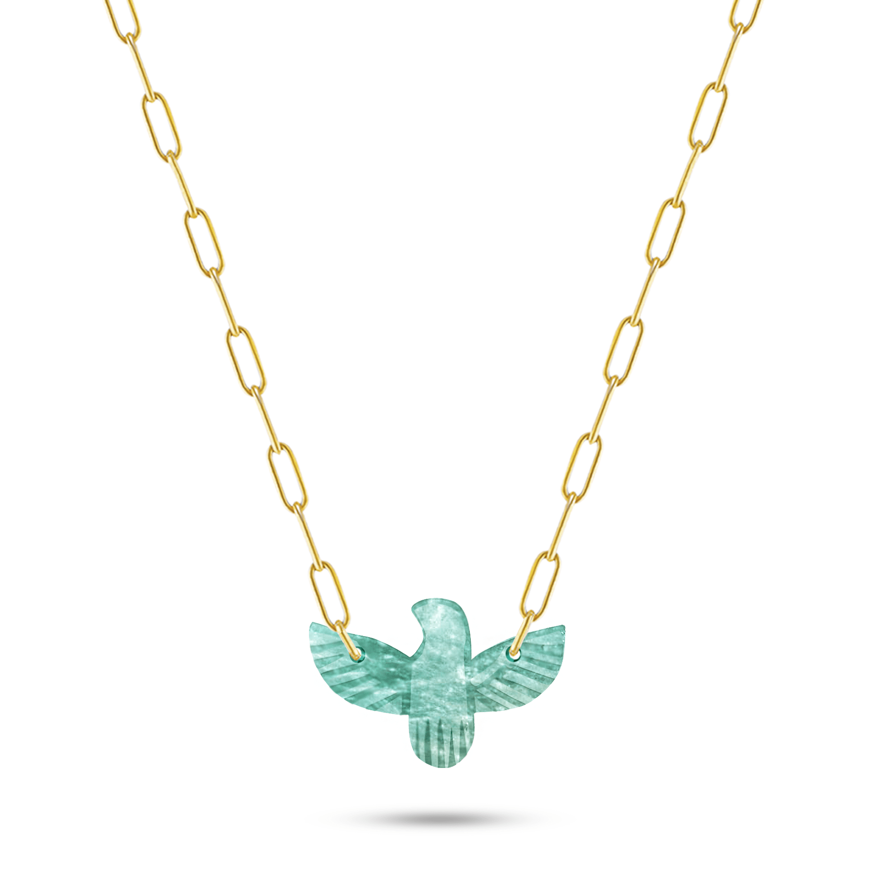 Collier doré Or jaune 18k assemblé d'amazonite - Maison Di Giorgio