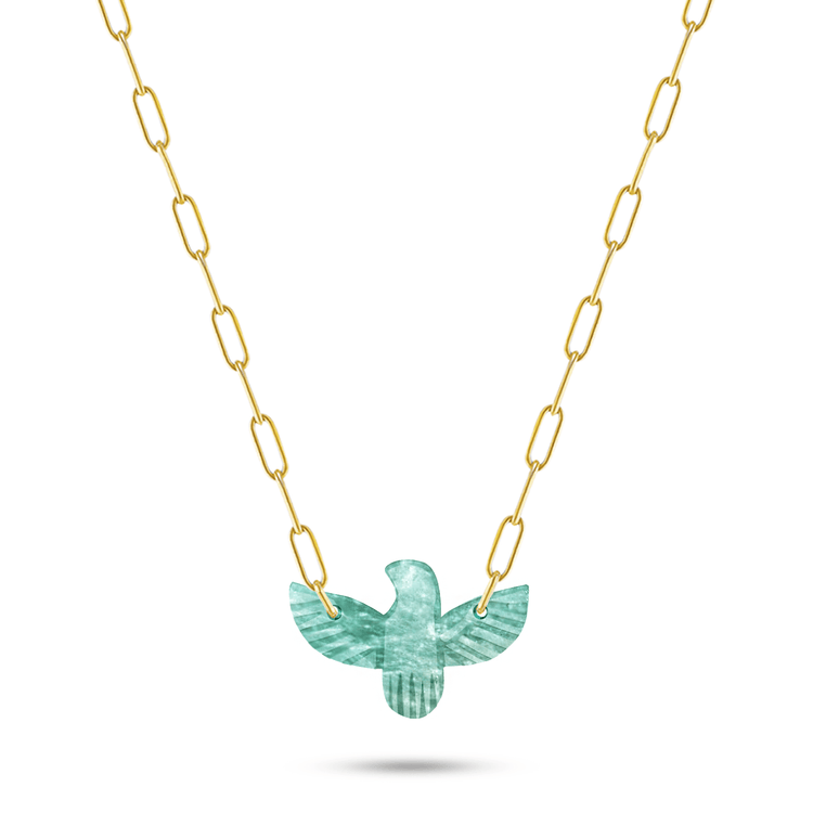 Collier doré Or jaune 18k assemblé d'amazonite - Maison Di Giorgio