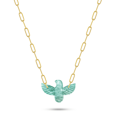 Collier doré Or jaune 18k assemblé d'amazonite - Maison Di Giorgio
