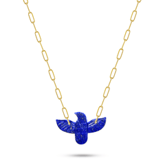 Collier doré Or jaune 18k assemblé de lapis - lazuli - Maison Di Giorgio
