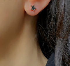 Boucles d'oreilles en Argent 925 doré Or rose 18k assemblées d'Oxyde de zirconium noir - Maison Di Giorgio