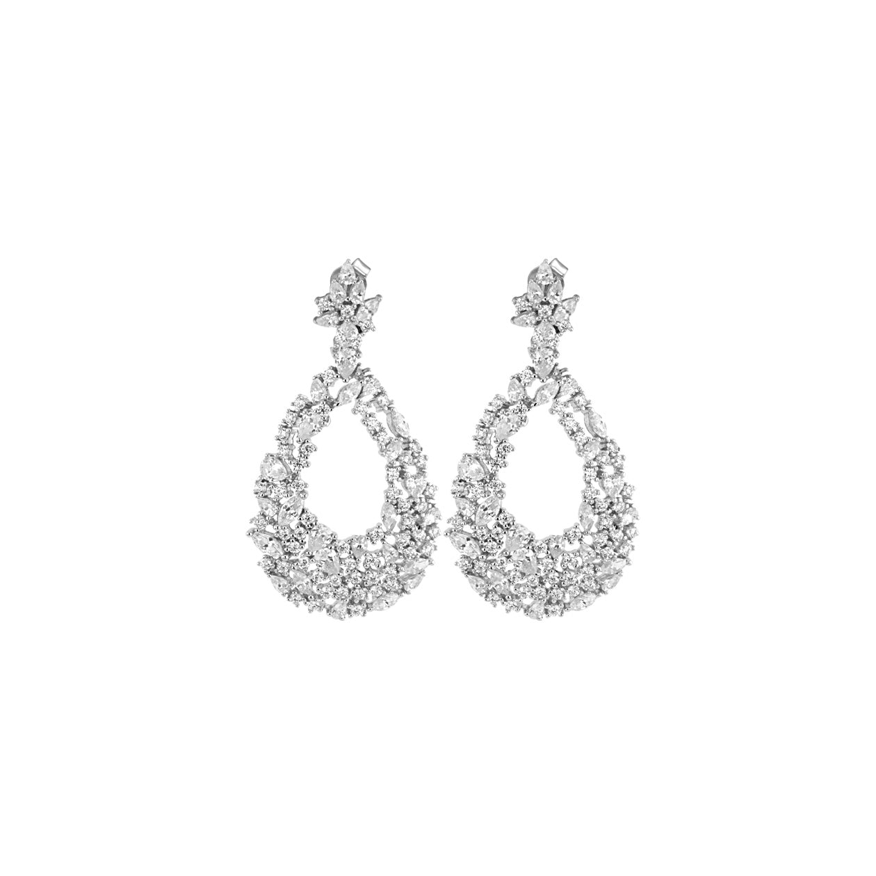 Boucles d'oreilles en Argent 925 plaqué Rhodium assemblées d'Oxyde de zirconium - Maison Di Giorgio