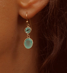 Boucles d'oreilles en Argent 925 doré Or jaune 18k assemblées de Topaze bleue - Maison Di Giorgio