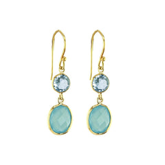 Boucles d'oreilles en Argent 925 doré Or jaune 18k assemblées de Topaze bleue - Maison Di Giorgio