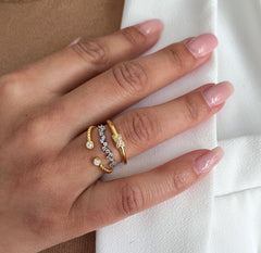 Bague en Argent 925 doré Or jaune 18k assemblée d'Oxyde de zirconium - Maison Di Giorgio
