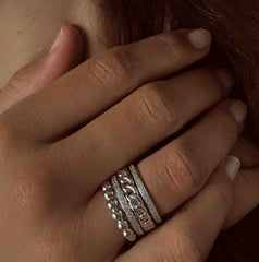 Composition de bagues en Argent 925 plaqué Rhodium assemblées d'Oxyde de zirconium - Maison Di Giorgio