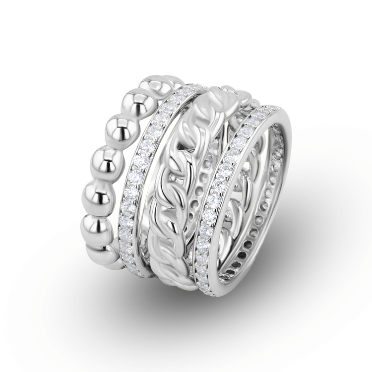 Composition de bagues en Argent 925 plaqué Rhodium assemblées d'Oxyde de zirconium - Maison Di Giorgio
