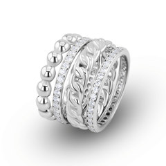 Composition de bagues en Argent 925 plaqué Rhodium assemblées d'Oxyde de zirconium - Maison Di Giorgio