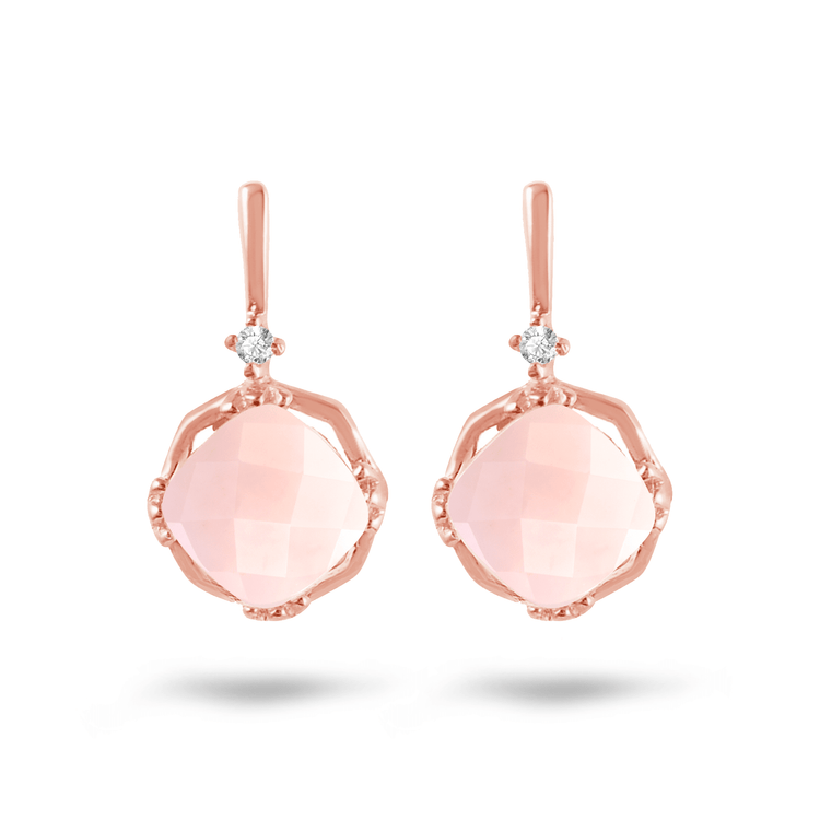 Boucle d'oreille - Or rose 9k, Topaze et Quartz - Maison Di Giorgio