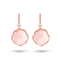 Boucle d'oreille - Or rose 9k, Topaze et Quartz - Maison Di Giorgio