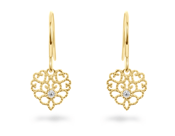 Boucles d'oreilles en Or jaune 9k assemblées de Diamant HSI - Maison Di Giorgio