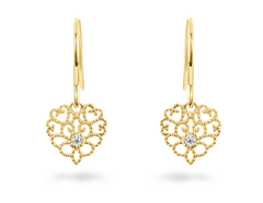Boucles d'oreilles en Or jaune 9k assemblées de Diamant HSI - Maison Di Giorgio