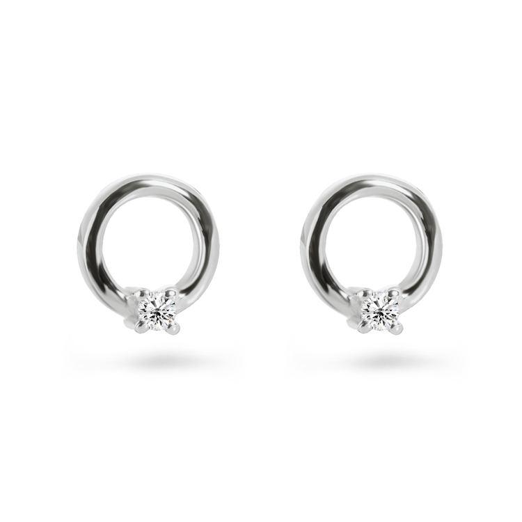 Boucles d'oreilles en Or blanc 9k assemblées de Diamant HSI - Maison Di Giorgio