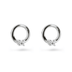 Boucles d'oreilles en Or blanc 9k assemblées de Diamant HSI - Maison Di Giorgio