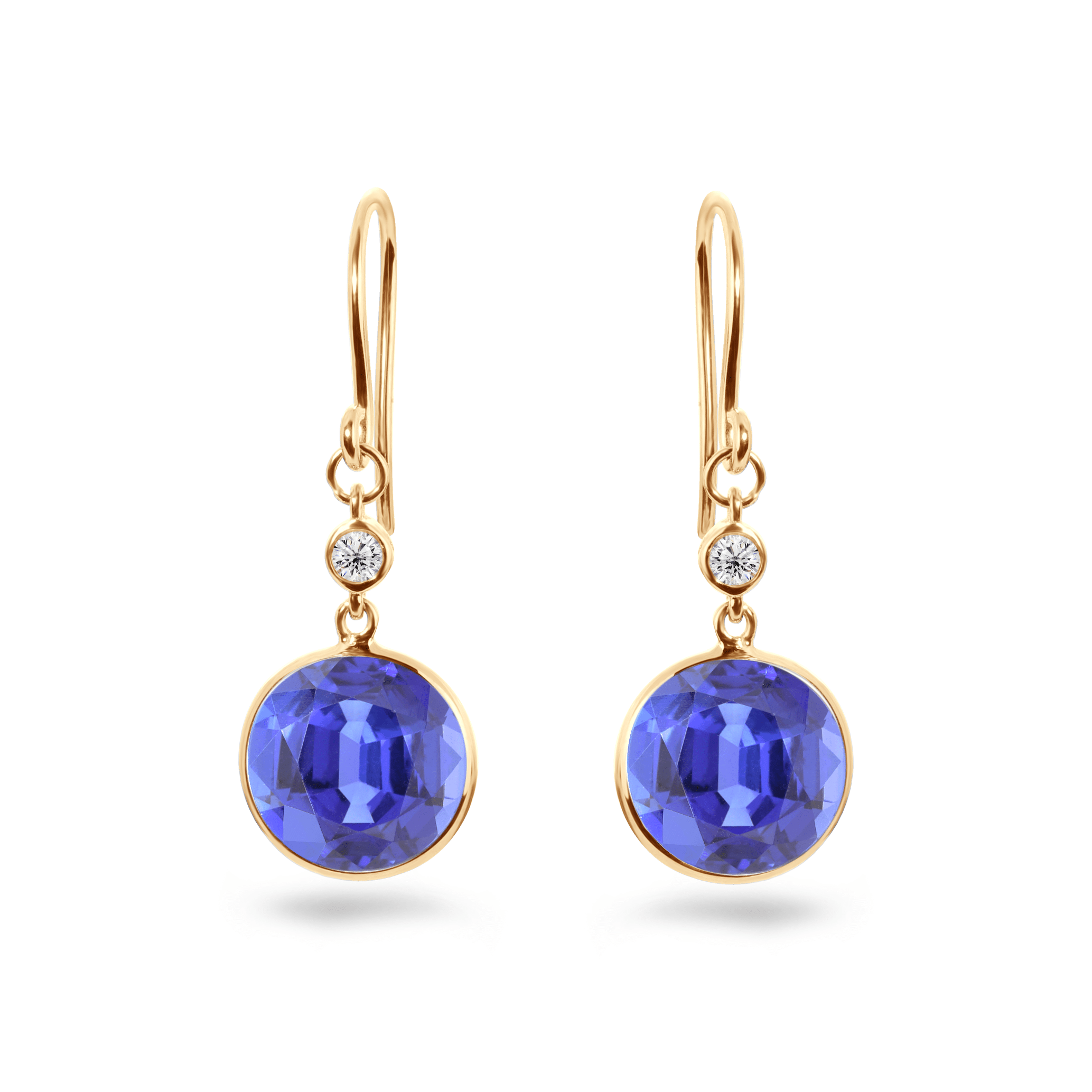 Boucles d'oreilles en Or jaune 9k assemblées de Topaze blanche et Quartz tanzanite - Maison Di Giorgio
