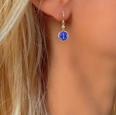 Boucles d'oreilles en Or jaune 9k assemblées de Topaze blanche et Quartz tanzanite - Maison Di Giorgio