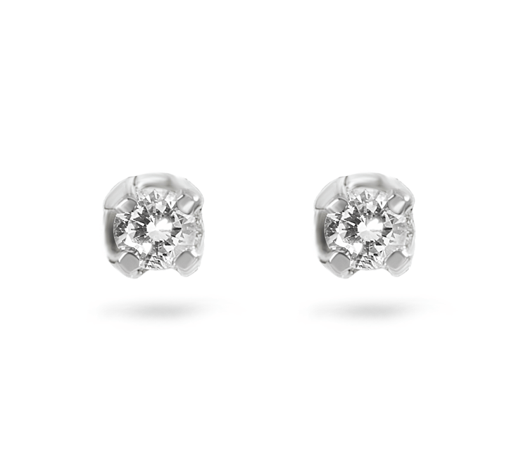 Boucles d'oreilles en Or blanc 9k assemblées de Diamant HSI - Maison Di Giorgio