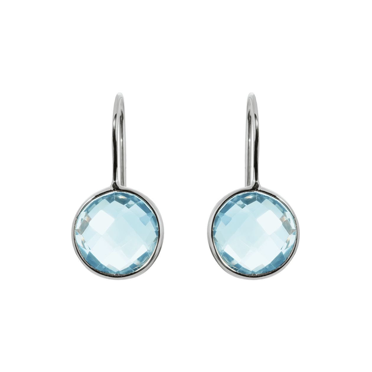 Boucles d'oreilles en Or blanc 9k assemblées de Topaze bleue - Maison Di Giorgio