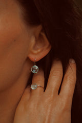 Boucles d'oreilles en Or blanc 9k assemblées de Topaze bleue - Maison Di Giorgio