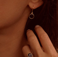 Boucles d'oreilles en Or jaune 9k assemblées de Onyx noir - Maison Di Giorgio