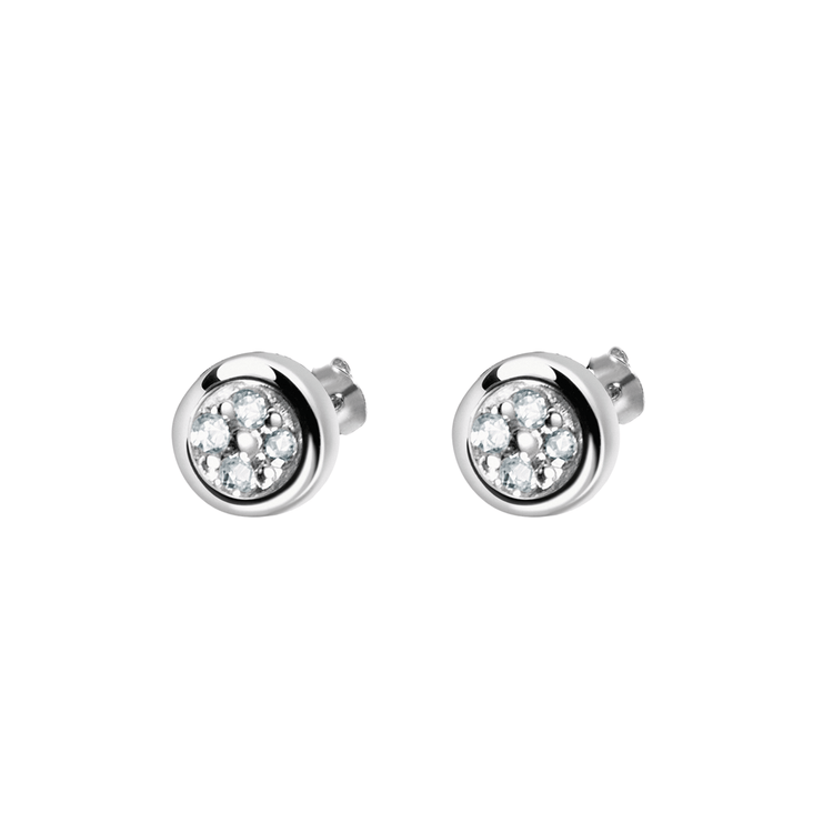 Boucles d'oreilles en Or blanc 9k assemblées de Diamant HSI - Maison Di Giorgio