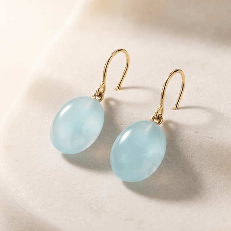 Boucle d'oreille - Or jaune 9k, Calcédoine - Maison Di Giorgio
