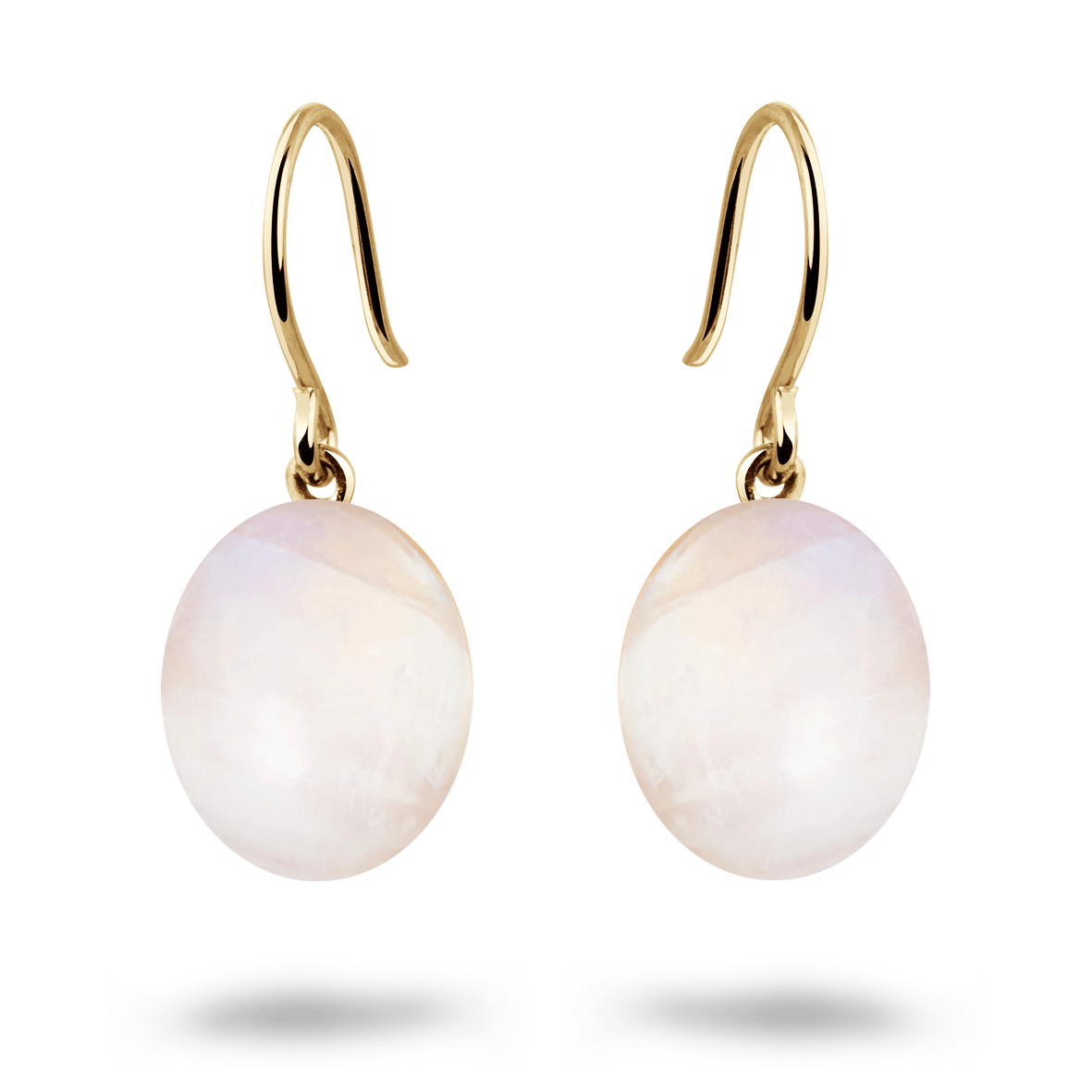 Boucles d'oreilles en Or jaune 9k assemblées de Pierre de lune - Maison Di Giorgio