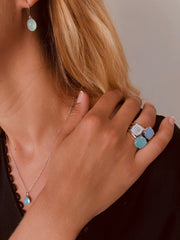 Boucles d'oreilles en Or jaune 9k assemblées de Pierre de lune - Maison Di Giorgio