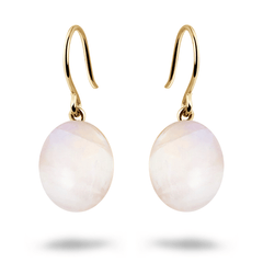 Boucles d'oreilles en Or jaune 9k assemblées de Pierre de lune - Maison Di Giorgio
