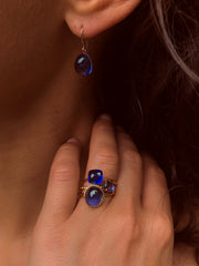 Boucles d'oreilles en Or jaune 9k assemblées de Quartz tanzanite - Maison Di Giorgio