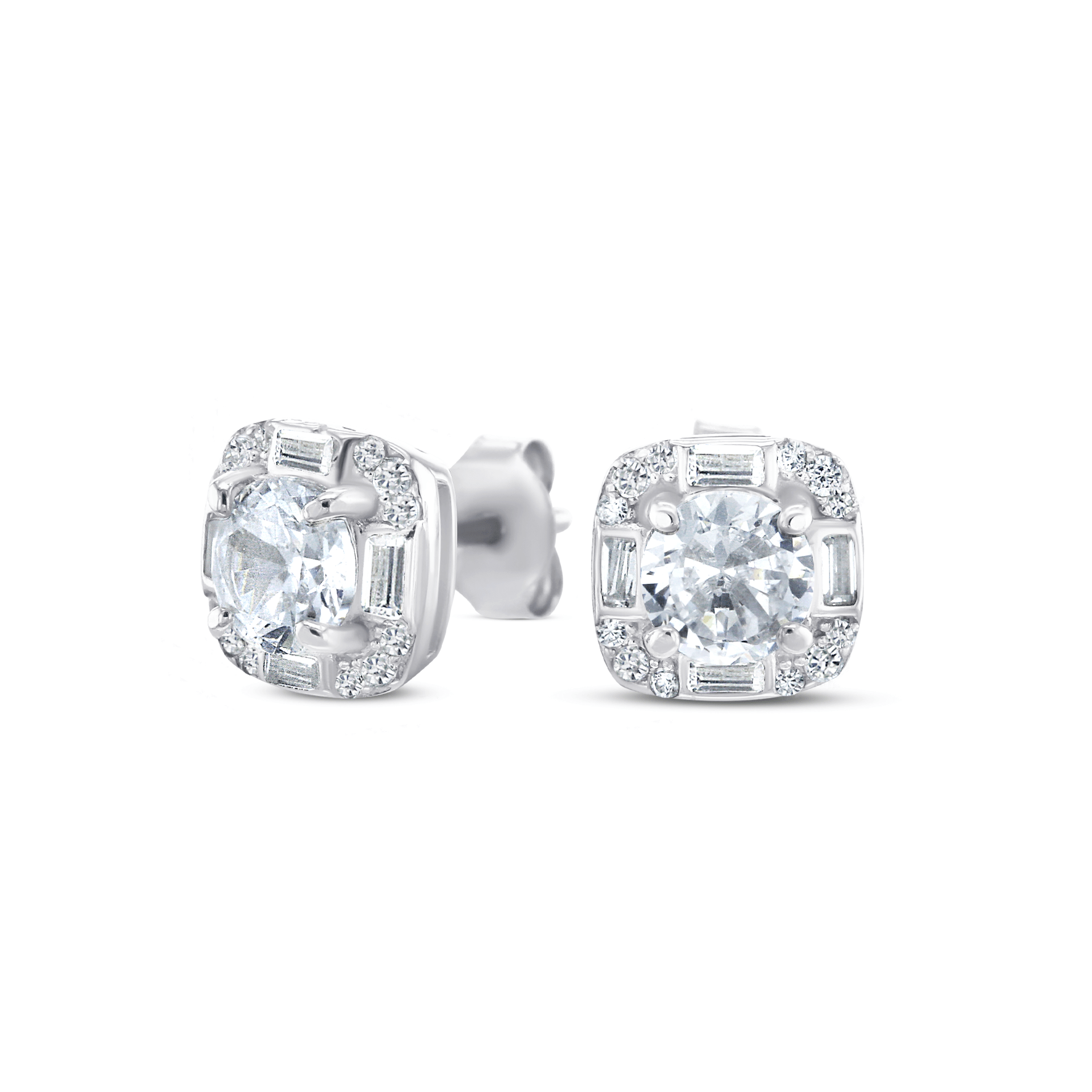 Boucles d'oreilles en Or blanc 9k assemblées de Diamant HSI et Topaze blanche - Maison Di Giorgio