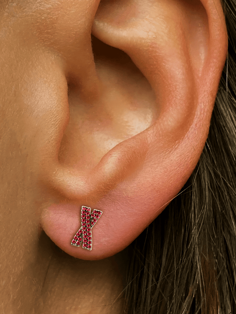 Boucles d'oreilles en Or jaune 9k assemblées de Rubis - Maison Di Giorgio