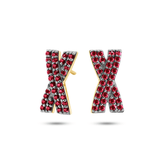 Boucles d'oreilles en Or jaune 9k assemblées de Rubis - Maison Di Giorgio