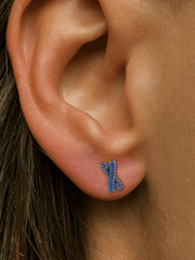Boucles d'oreilles en Or blanc 9k assemblées de Saphir bleu - Maison Di Giorgio