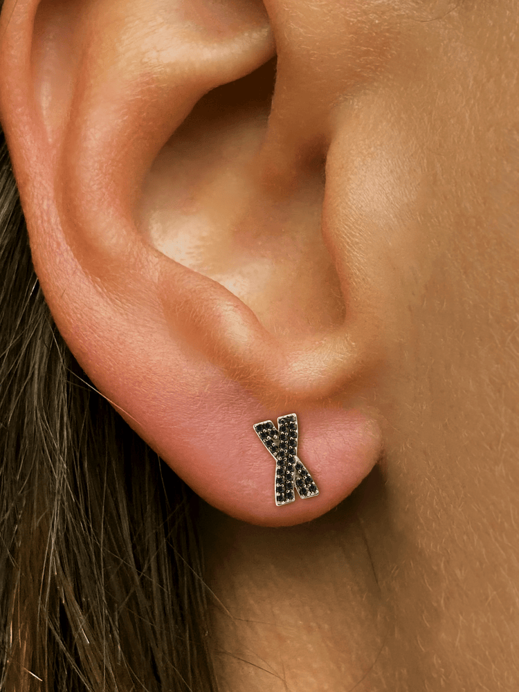 Boucles d'oreilles en Or blanc 9k assemblées de Diamant noir - Maison Di Giorgio