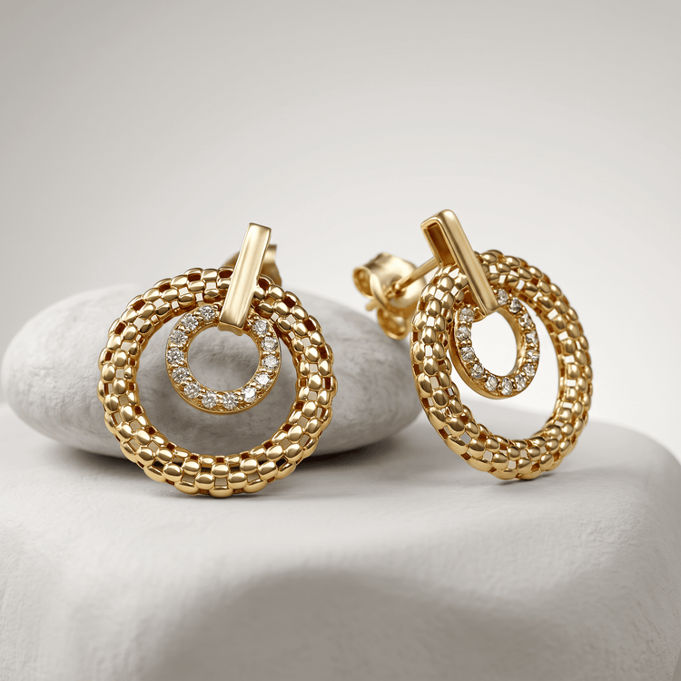 Boucle d'oreille - Or jaune 9k, Topaze - Maison Di Giorgio