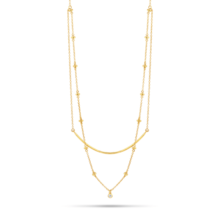 Collier en Or jaune 9k assemblé de Topaze blanche - Maison Di Giorgio