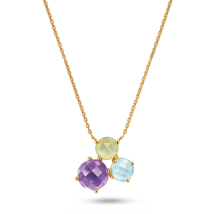 Collier - Or jaune 9k, Améthystes et Topaze - Maison Di Giorgio