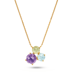 Collier - Or jaune 9k, Améthystes et Topaze - Maison Di Giorgio